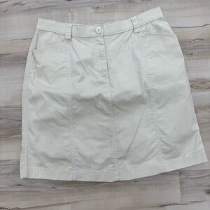 L.L. Bean Skirt Khaki Tan Knee-Length canvas cotton knee length Sz 16 P Classic